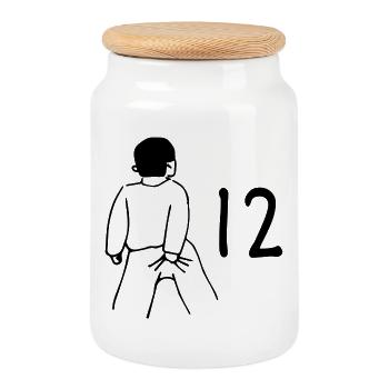 12th Birthday - 12 Years Old - Cookie Jar with Wooden Lid - white - Front