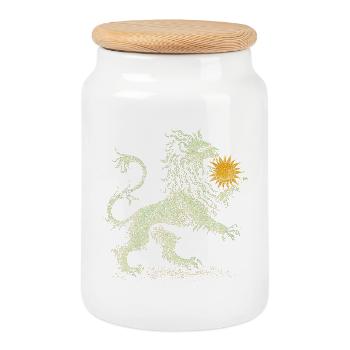 Lion Vert - Boîte à biscuits avec couvercle en bois - blanc - Devant