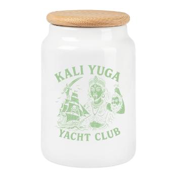Kali Yuga Yacht Club - Cookie Jar with Wooden Lid - white - Front