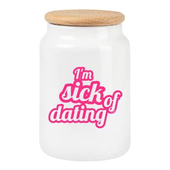J’en ai marre des rencontres – Déclaration féministe - Boîte à biscuits avec couvercle en bois - blanc - Devant