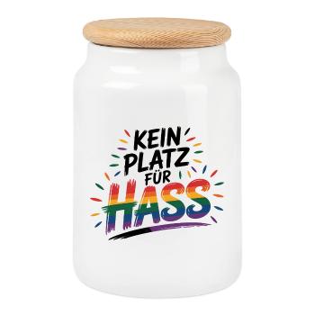 No Place for Hate - Cool Pride Logo - Cookie Jar with Wooden Lid - white - Front