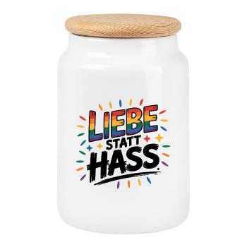 Love Instead Than Hate - Logo Cool Pride - Boîte à biscuits avec couvercle en bois - blanc - Devant