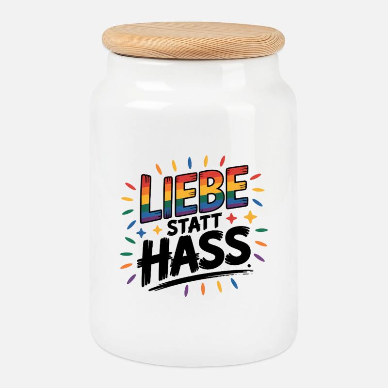 Liebe statt Hass - Cool Pride Logo - Keksdose mit Holzdeckel - Weiß