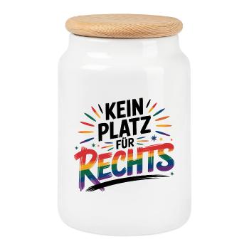 Pas de place pour la haine - Logo Cool Pride - Boîte à biscuits avec couvercle en bois - blanc - Devant