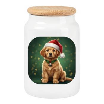 Cloche de Noël du Bébé Père Noël - Boîte à biscuits avec couvercle en bois - blanc - Devant