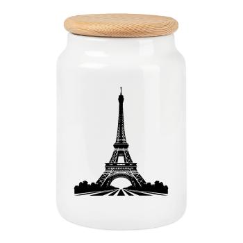 Eiffel Tower - The Soul of Paris – Steel Shadows - Cookie Jar with Wooden Lid - white - Front