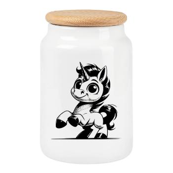 When unicorns simply look cool and charming - Cookie Jar with Wooden Lid - white - Front