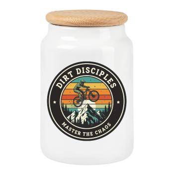 Dirt Disciplines Mountain Bike MTB - Cookie Jar with Wooden Lid - white - Front