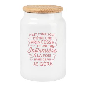 Princess Nurse It's okay I manage - Cookie Jar with Wooden Lid - white - Front