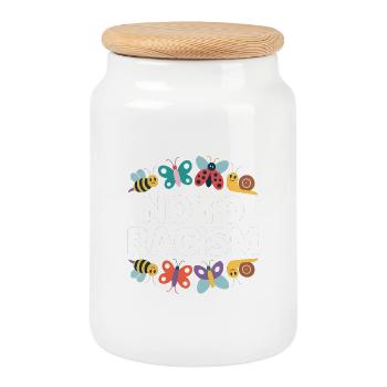 No to Racism - Cool Pride Logo - Cookie Jar with Wooden Lid - white - Front