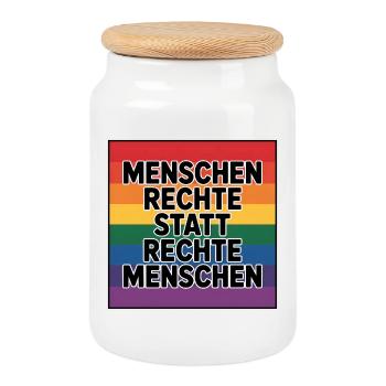 Human rights instead of right-wing people - Cool Pride - Cookie Jar with Wooden Lid - white - Front