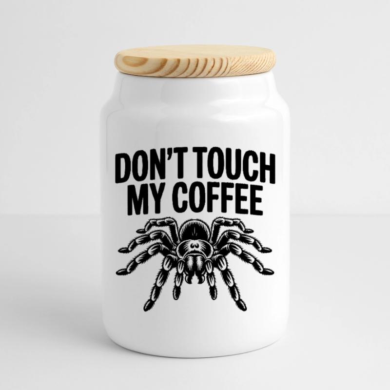 « Ne touchez pas à mon café » Rétro Statement Design Boîte à biscuits avec couvercle en bois