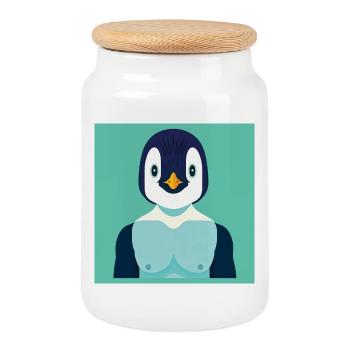 MENSCHLICHER PINGUIN – Baby & Kinder - Keksdose mit Holzdeckel - Weiß - Vorne