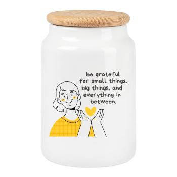 Be Grateful for Small Things, Big Things - Keksdose mit Holzdeckel - Weiß - Vorne