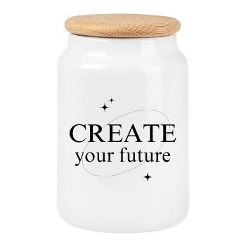 create your future - Cookie Jar with Wooden Lid - white - Front