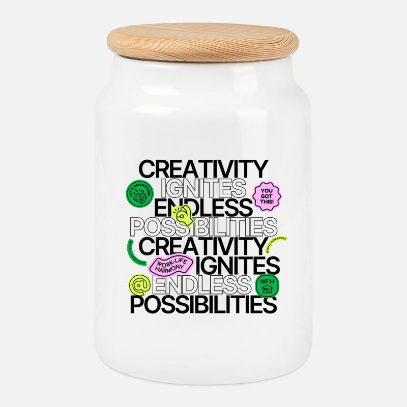 Creativity Ignites Endless Possibilities - Keksdose mit Holzdeckel - Weiß