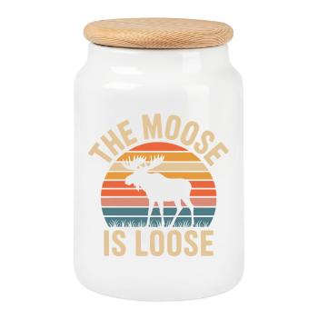Moose Sunset ist locker - Keksdose mit Holzdeckel - Weiß - Vorne