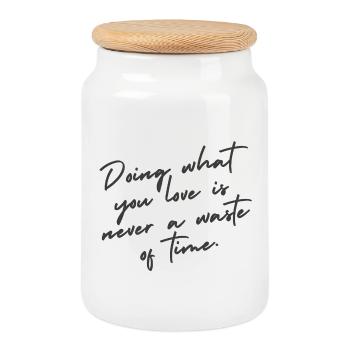 Tu was du liebst – Handlettering Zitat - Keksdose mit Holzdeckel - Weiß - Vorne