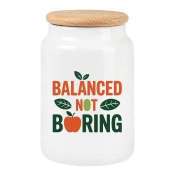 Diététicienne professionnelle équilibrée, pas ennuyeuse, - Boîte à biscuits avec couvercle en bois - blanc - Devant