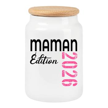 Mama 2026 - Keksdose mit Holzdeckel - Weiß - Vorne