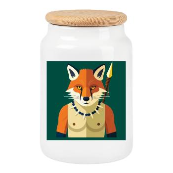 HUMAN FOX - baby & kids - Cookie Jar with Wooden Lid - white - Front
