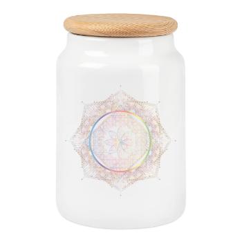 Délicate ornementation florale pleine d’harmonie - Boîte à biscuits avec couvercle en bois - blanc - Devant