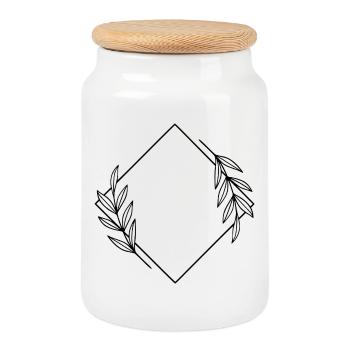 Conception abstraite de lignes - Art minimaliste moderne - Boîte à biscuits avec couvercle en bois - blanc - Devant