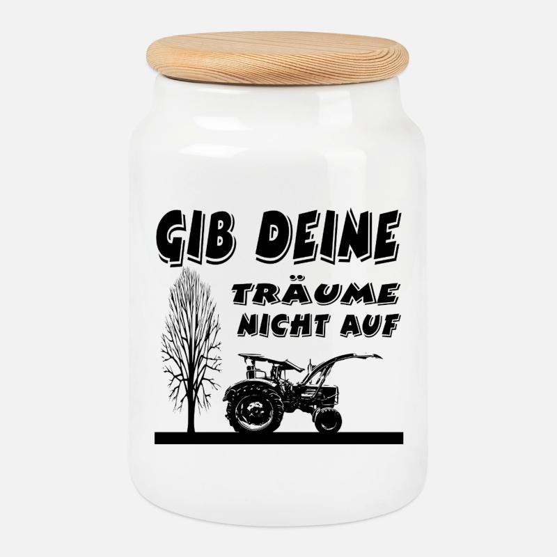 Traktor - Keksdose mit Holzdeckel - Weiß