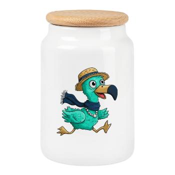 Joyeux chapeau de Noël pour les oiseaux flamants roses - Boîte à biscuits avec couvercle en bois - blanc - Devant