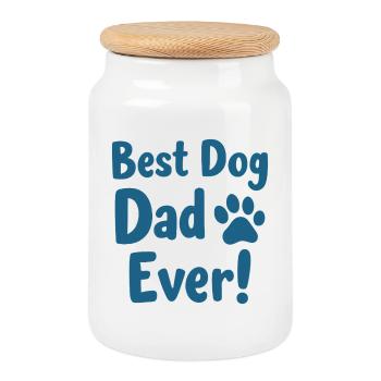 Best Dog Dad Ever Bester Hunde Papa - Keksdose mit Holzdeckel - Weiß - Vorne