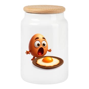 Œuf Contrarié - Boîte à biscuits avec couvercle en bois - blanc - Devant