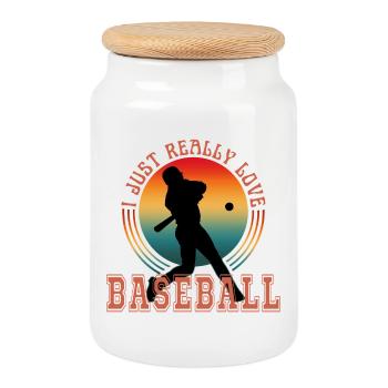 I JUST REALLY LOVE BASEBALL - Cookie Jar with Wooden Lid - white - Front