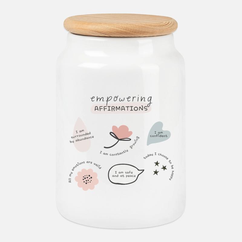 Empowering Affirmations - Keksdose mit Holzdeckel - Weiß