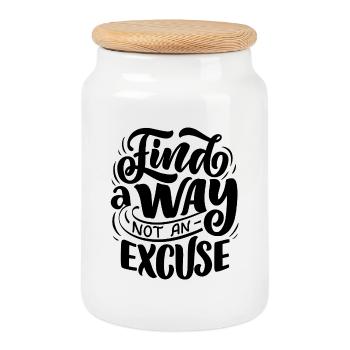 Trouver un moyen, pas une excuse - Boîte à biscuits avec couvercle en bois - blanc - Devant