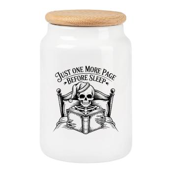 Juste une page de plus - T-shirt drôle - Boîte à biscuits avec couvercle en bois - blanc - Devant