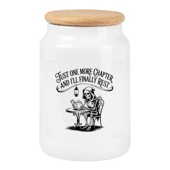 Encore un chapitre et je vais enfin me reposer - Funn - Boîte à biscuits avec couvercle en bois - blanc - Devant