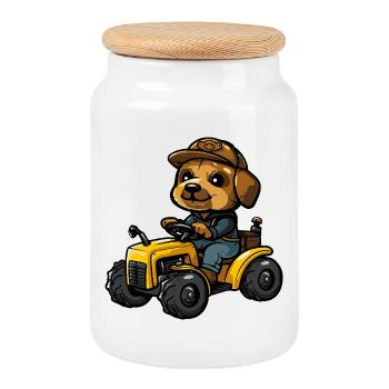 Éleveur de tracteurs à baleines - Boîte à biscuits avec couvercle en bois - blanc - Devant