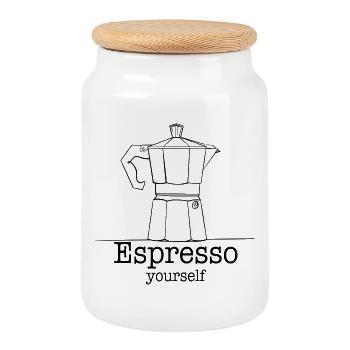 Espresso vous-même - Boîte à biscuits avec couvercle en bois - blanc - Devant