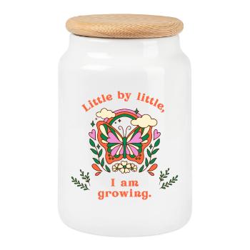 Little By Little, I Am Growing - Keksdose mit Holzdeckel - Weiß - Vorne