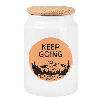 Keep Going / Mountain Scenery Sunrise - Cookie Jar with Wooden Lid - white - Front
