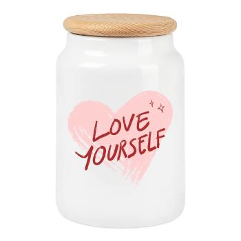 Love Yourself - Keksdose mit Holzdeckel - Weiß - Vorne