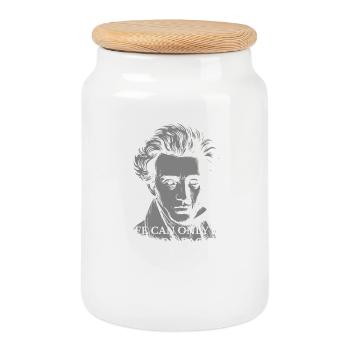 Portrait de la vie en avant de Kierkegaard - Boîte à biscuits avec couvercle en bois - blanc - Devant