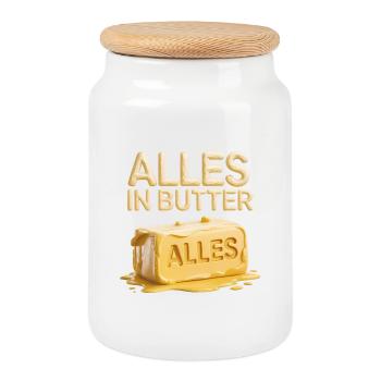 Alles in Butter - Deutsche Memes - Keksdose mit Holzdeckel - Weiß - Vorne