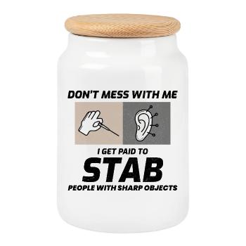 Acupuncture Getting Straight To The Point  - Cookie Jar with Wooden Lid - white - Front