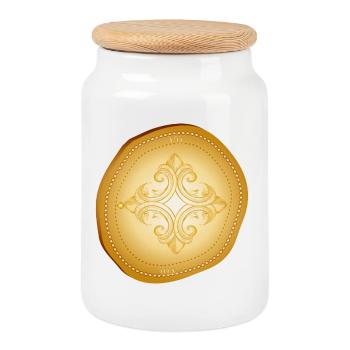 Pièce d’or ancienne avec motif de croix ornemental - Boîte à biscuits avec couvercle en bois - blanc - Devant
