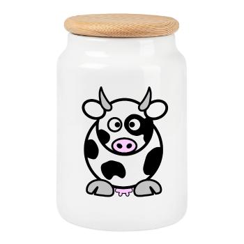 Mabel la vache - Boîte à biscuits avec couvercle en bois - blanc - Devant