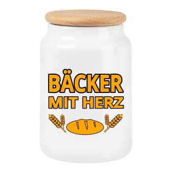 Bäcker - Keksdose mit Holzdeckel - Weiß - Vorne