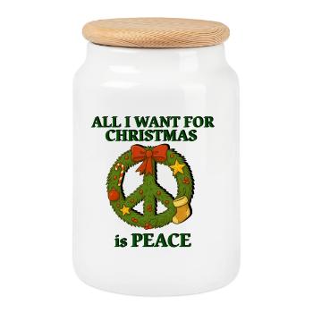All I Want for Christmas is Peace – Xmas Peace - Keksdose mit Holzdeckel - Weiß - Vorne