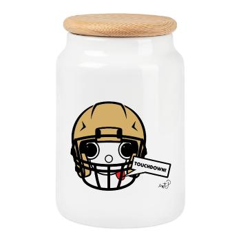 Koppie Touchdown Mascot Footballhelm - Keksdose mit Holzdeckel - Weiß - Vorne