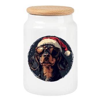 Lunettes de soleil SantaDog - Boîte à biscuits avec couvercle en bois - blanc - Devant